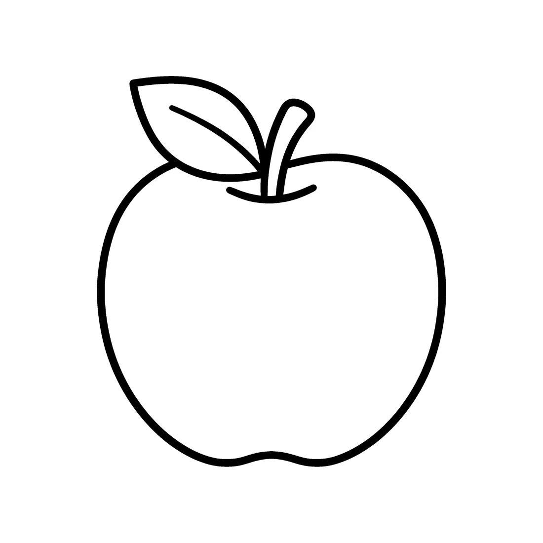 Simple apple coloring page from an ages 1 to 3 book